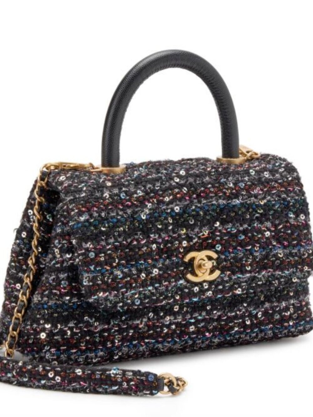 Chanel 2020 Métiers d’Art Black SequinFantasy Tweed Coco Handle Bag NIB Full Set
